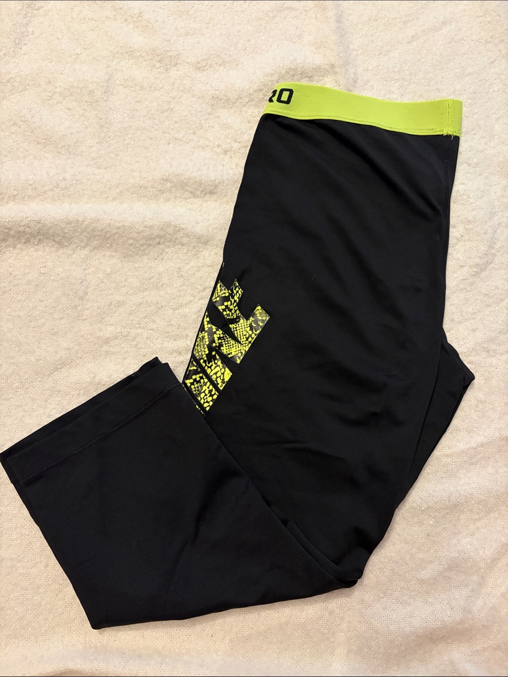 Nike Black Leggings with Neon Lime Waistband